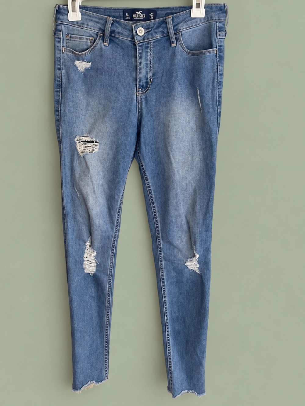Hollister Mid Rise Crop Skinny Distressed Jeans Size 5 Long / 27